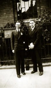 Gordon B. Hinckley and Ormond S. Coulan during their missionary service in England, ca. 1933.