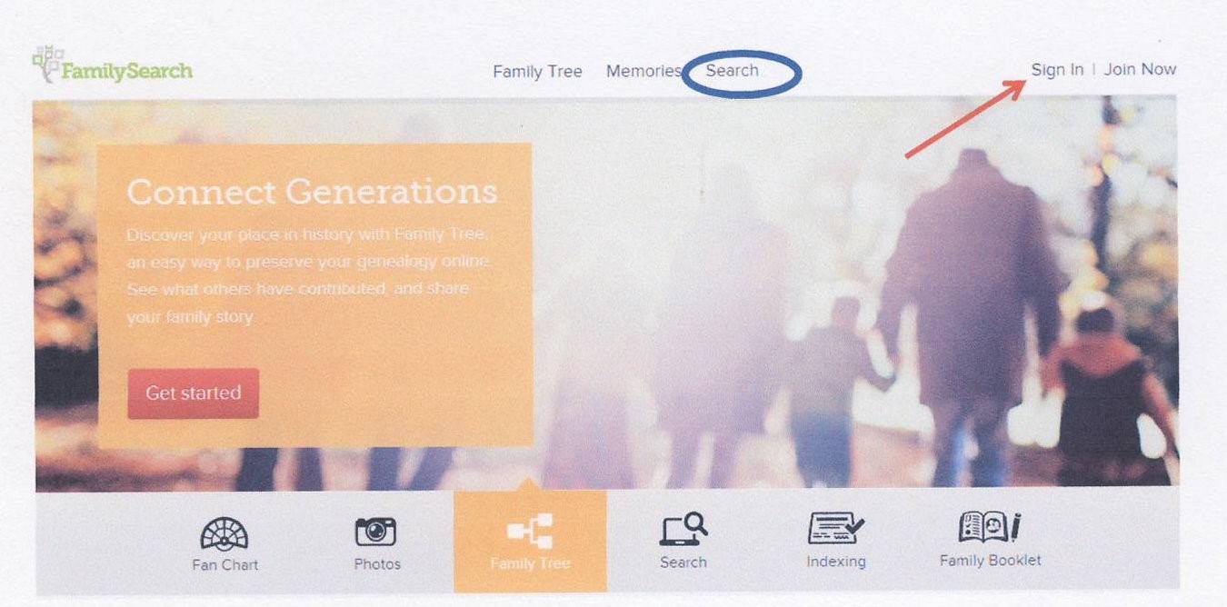 screenshot FamilySearch.org