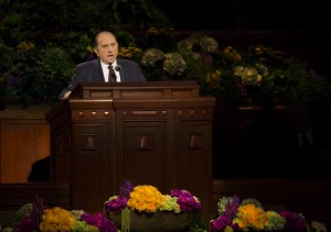 Thomas Monson speaking at Mormon General Conference