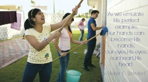 teenagers painting house