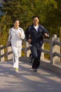 Korean couple jogging
