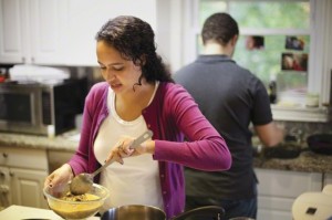 Couple cooking together