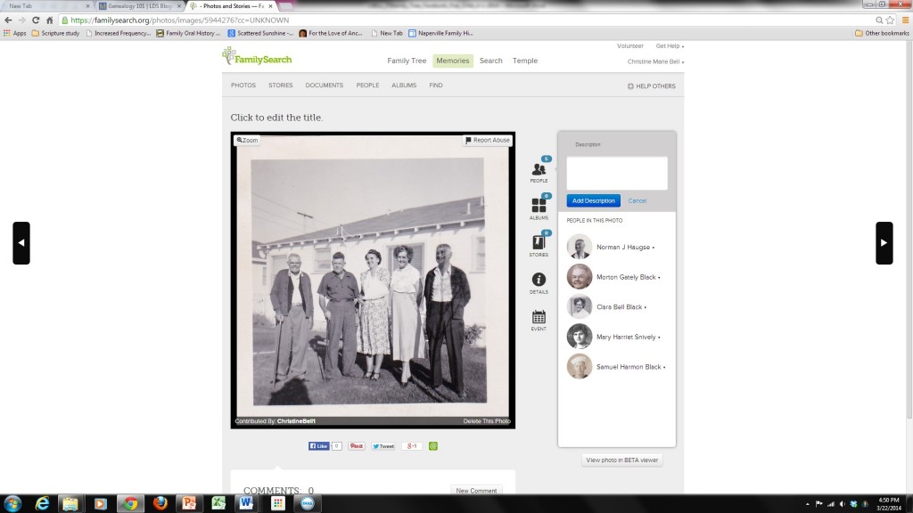 photo section in family search family tree