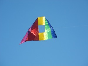Colorful kite flying in sky
