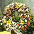 funeral wreath at cemetery