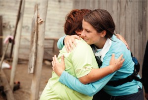 two women hugging