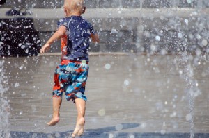 boy playing in water