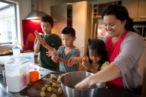 family making cookies