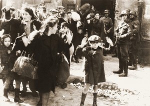 Warsaw child with hands up during Nazi era