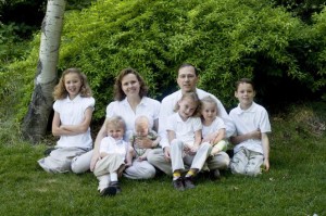 large family in white