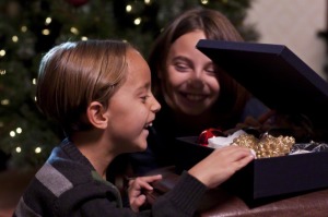 Children opening Christmas box