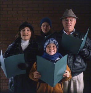 Family Christmas caroling