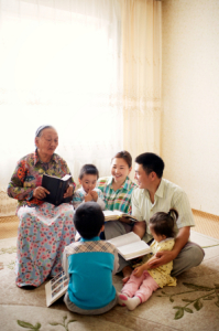 family studying scriptures