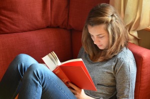 woman reading for entertainment