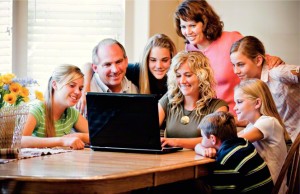 family at computer together