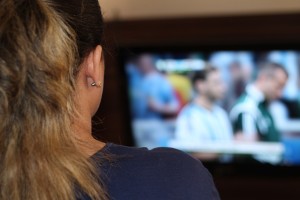 woman watching television