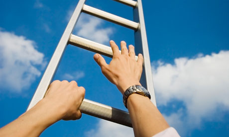 Hands on a ladder climbing to heaven