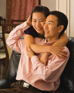 Affectionate Asian couple