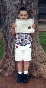 My Sweet boy and his award certificate.