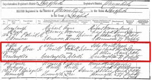Rose O'Neill's Civil Birth Record highlighted.