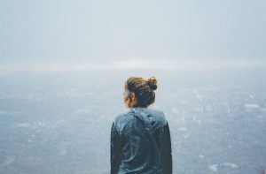 woman nature cliff