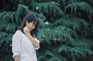 woman thinking trees